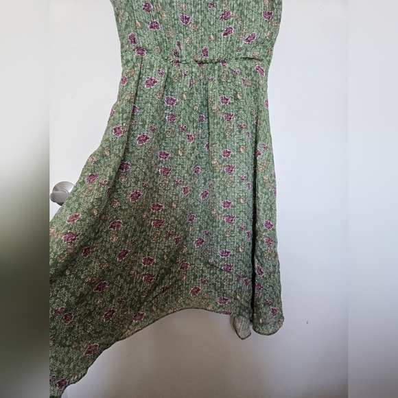 100% Silk Nordstrom Pink and Green Pleated Midi Sundress ideal for summer - Picture 6 of 11